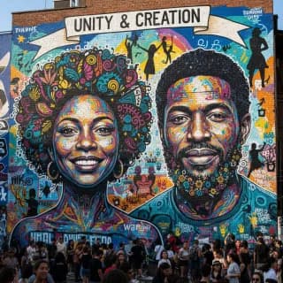 Photo booth AI style: mural street art wall transformation